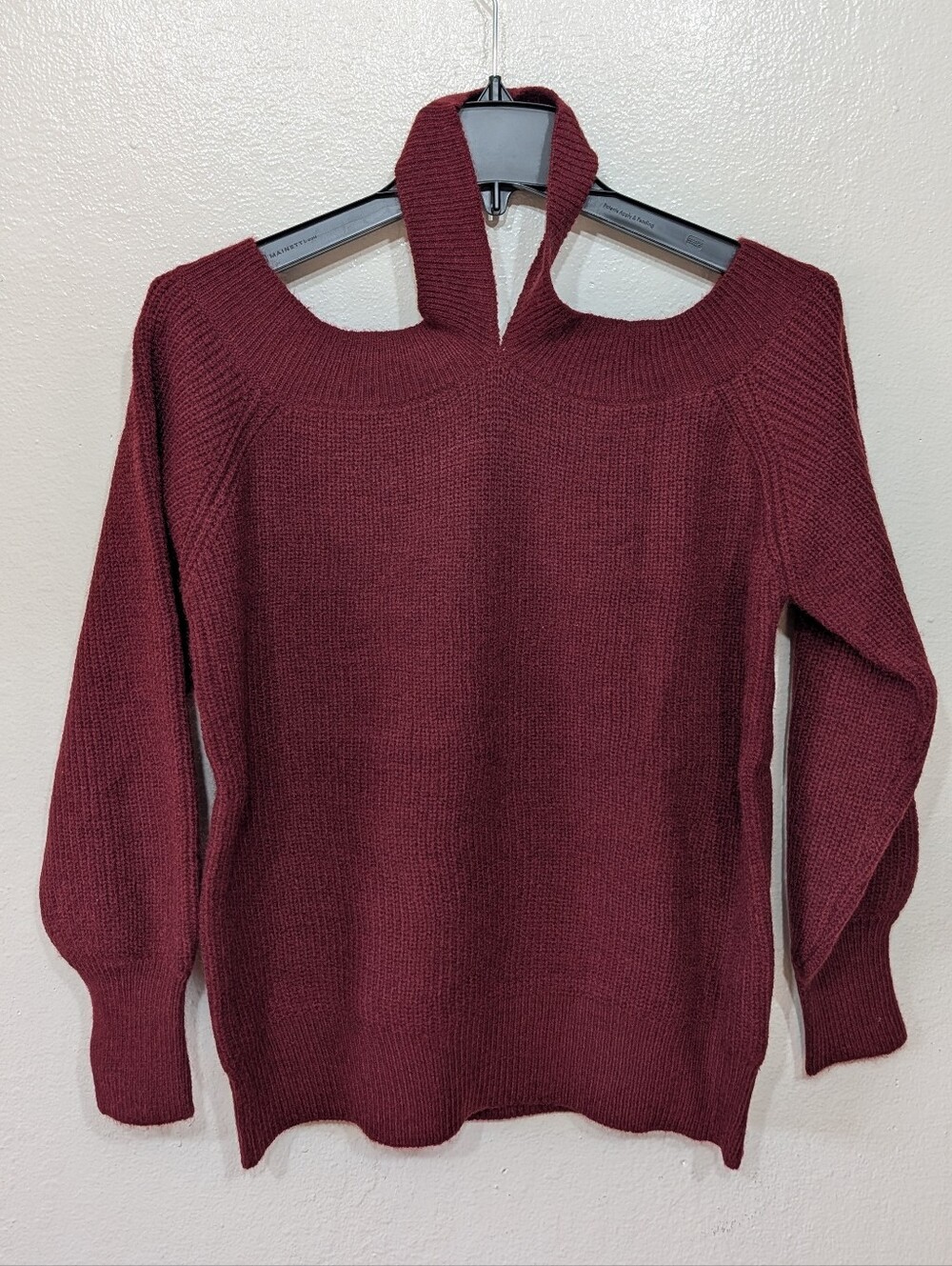 Forever 21 Burgundy Off-Shoulder Cutout Sweater